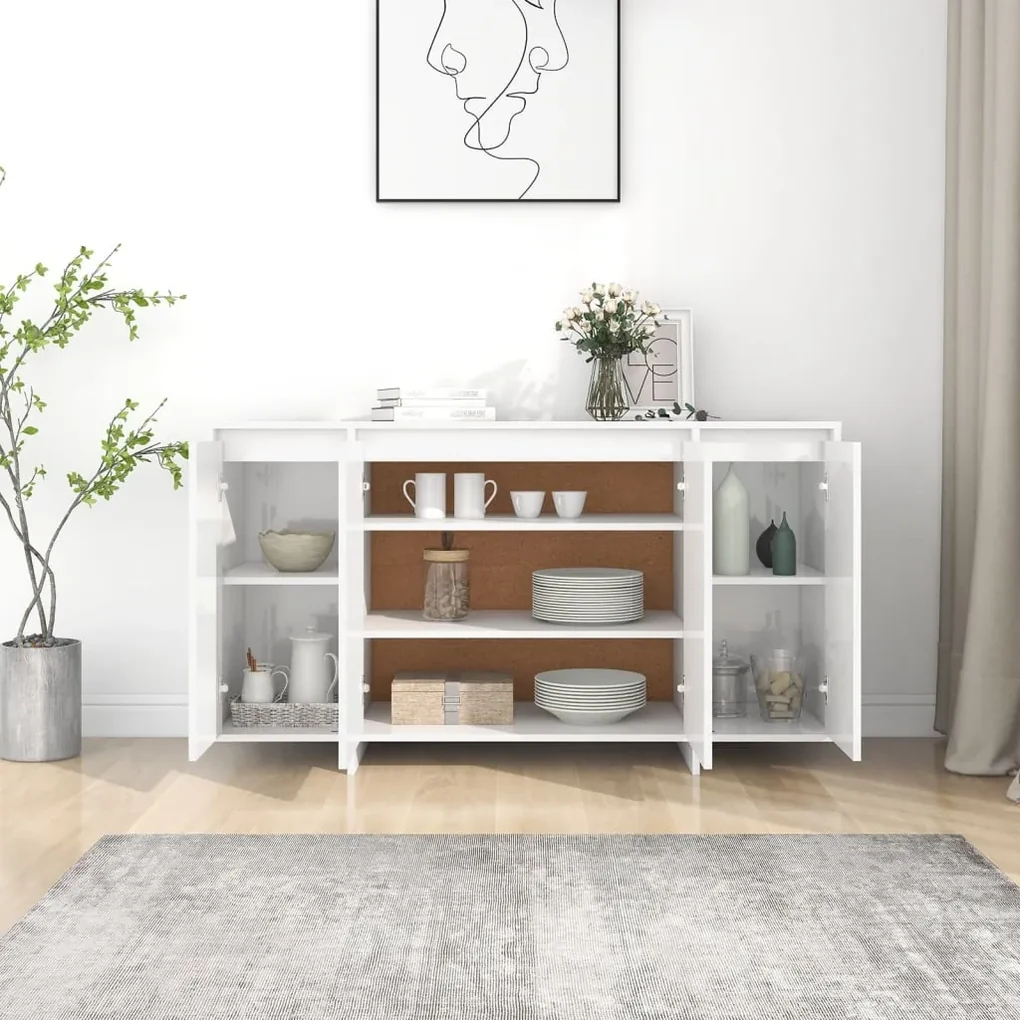 Credenza bianco lucido 135x41x75 cm in truciolato