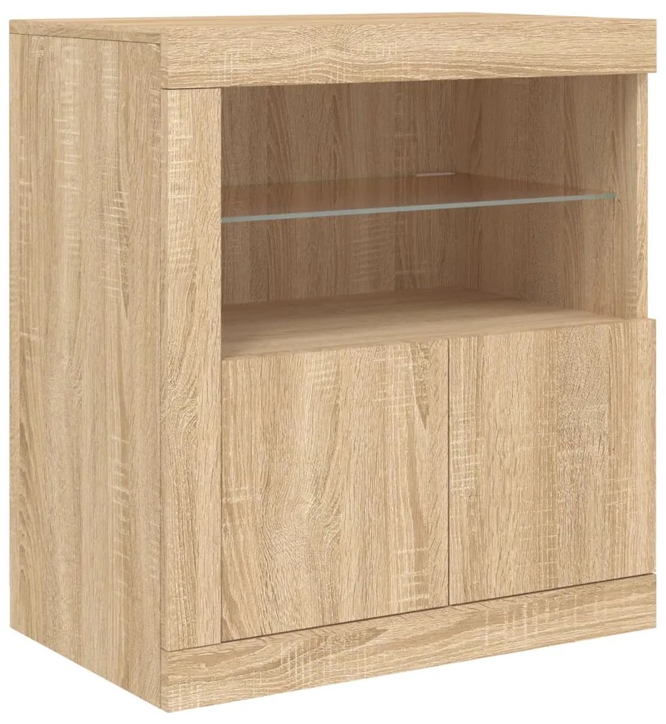 Credenza con luci led rovere sonoma 60,5x37x67 cm