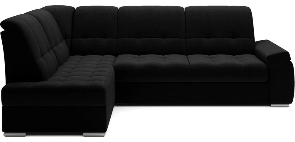Divano angolare nero allungabile/con contenitore (con penisola a sinistra/a L) Sado – ELTAP