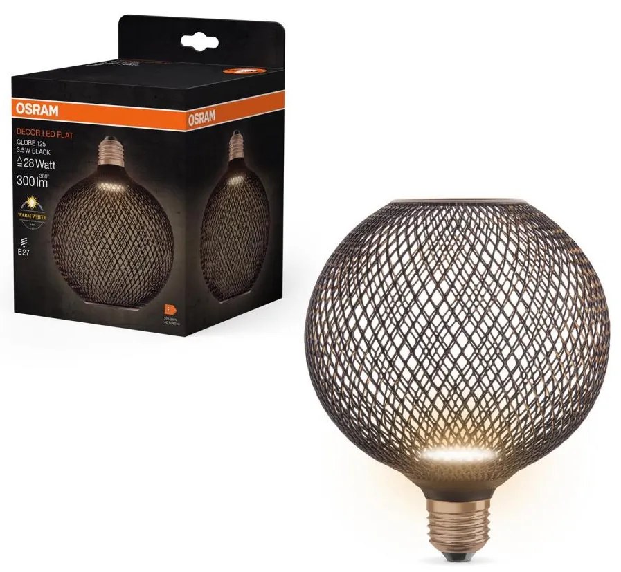 Lampadina LED DECOR FLAT G125 E27/3,5W/230V 2700K nero - Osram