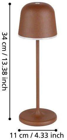 Eglo 900459 -Lampada LED dimmerabile da esterno MANNERA 2,2W/5V 1800mAh marrone IP54