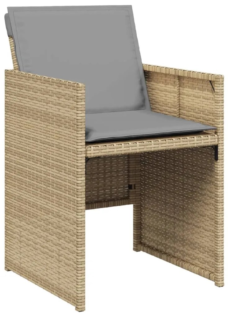 Set pranzo da giardino 11 pz con cuscini beige misto polyrattan