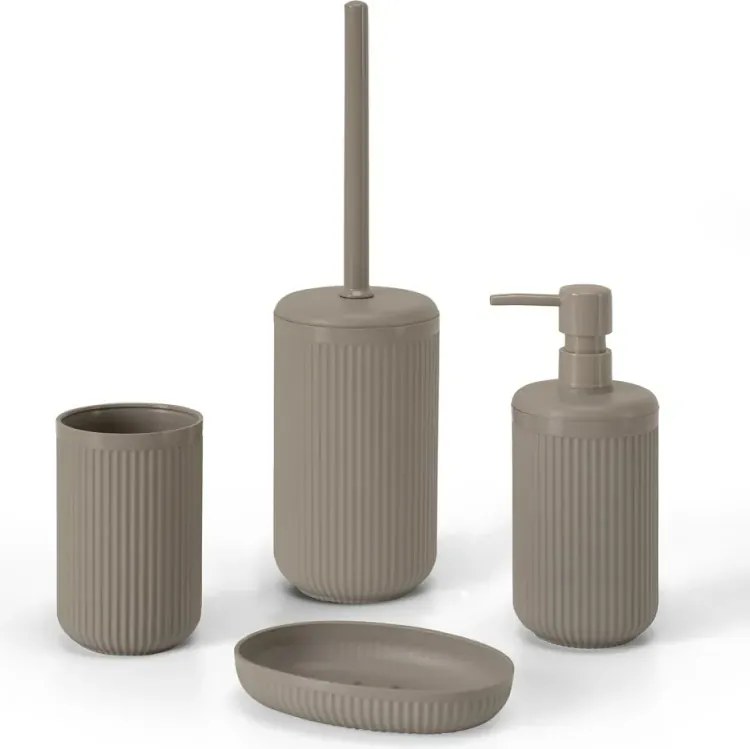 Dispenser sapone tortora in plastica rigida cannettata Arizona