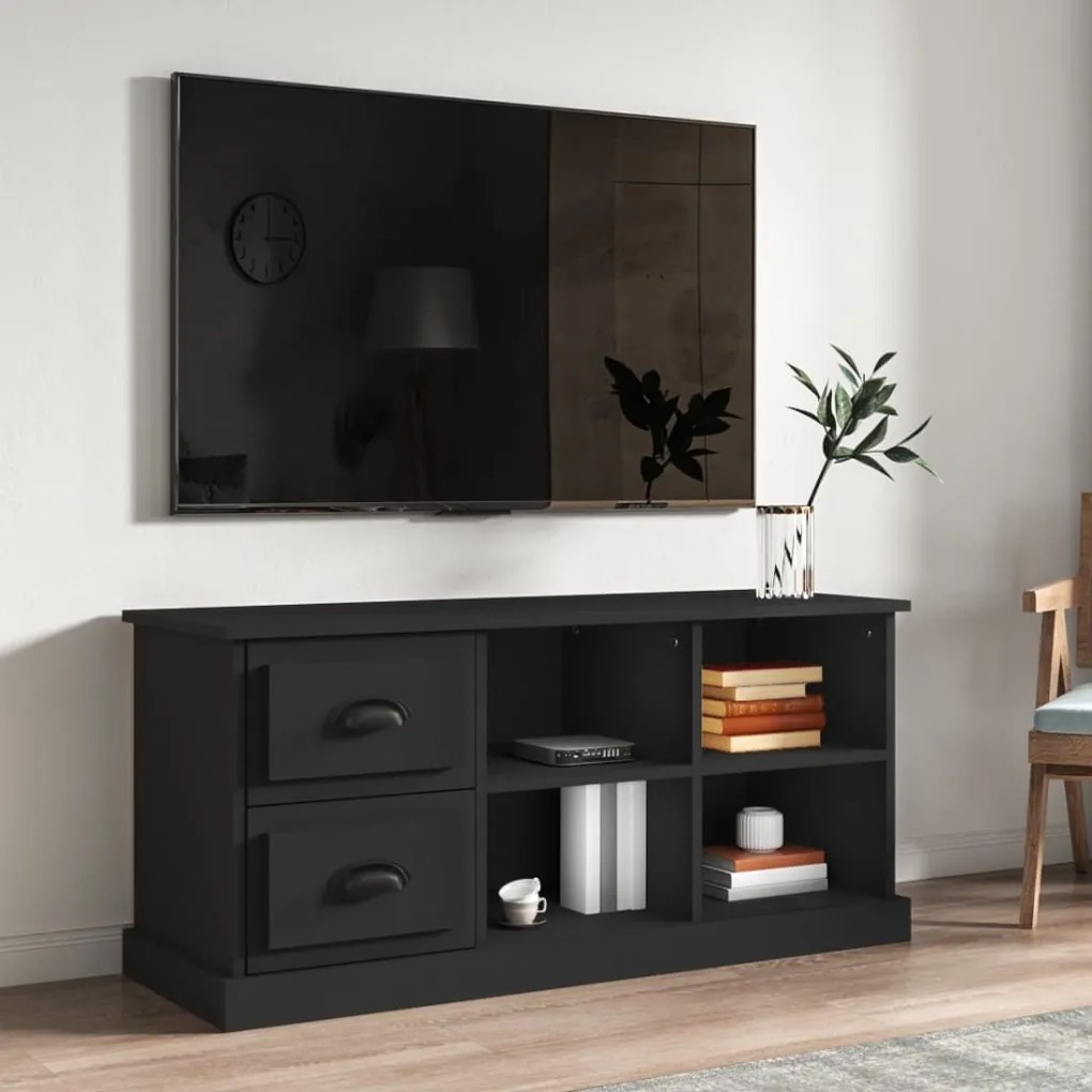 Mobile Porta Tv Nero 102x35,5x47,5 Cm İn Legno Multistrato /