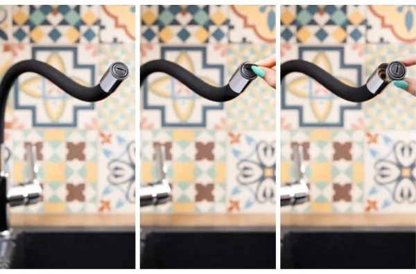 KFA Armatura 6553-915-00-Rubinetto per lavello con braccio flessible RUMBA 40,5cm nero/cromo lucido