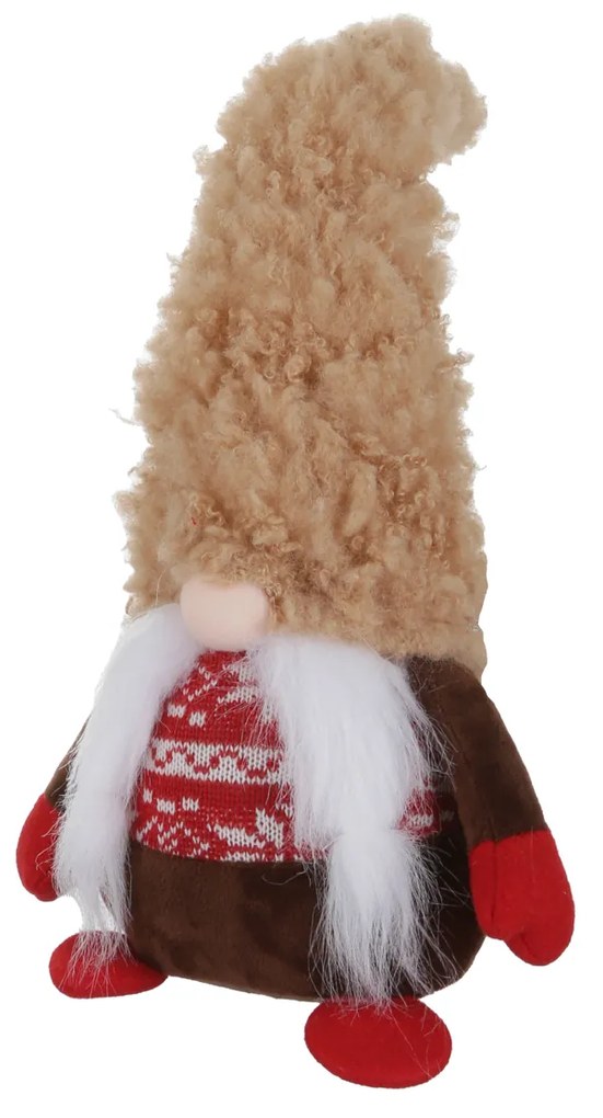 Gnomo Natale fermaporta 45 cm cappello beige peluche