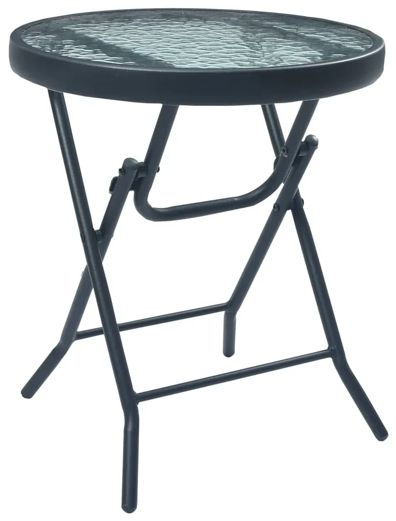 Tavolino da bistrot nero 40x46 cm in acciaio e vetro