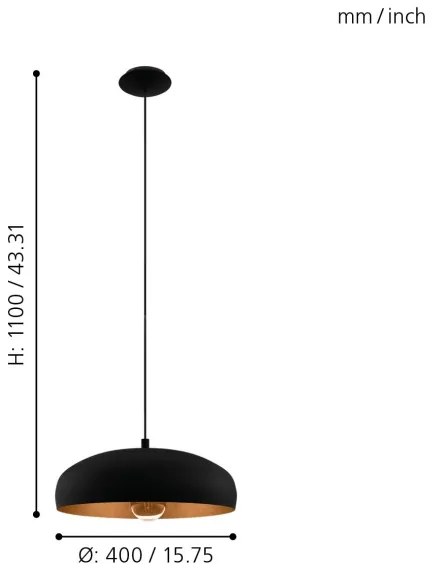 Eglo 94605 - Lampadario MOGANO 1xE27/60W/230V