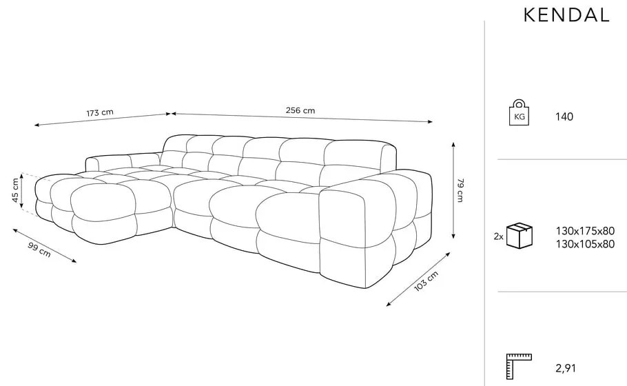 Divano angolare in velluto grigio chiaro (angolo sinistro) Kendal - Micadoni Home
