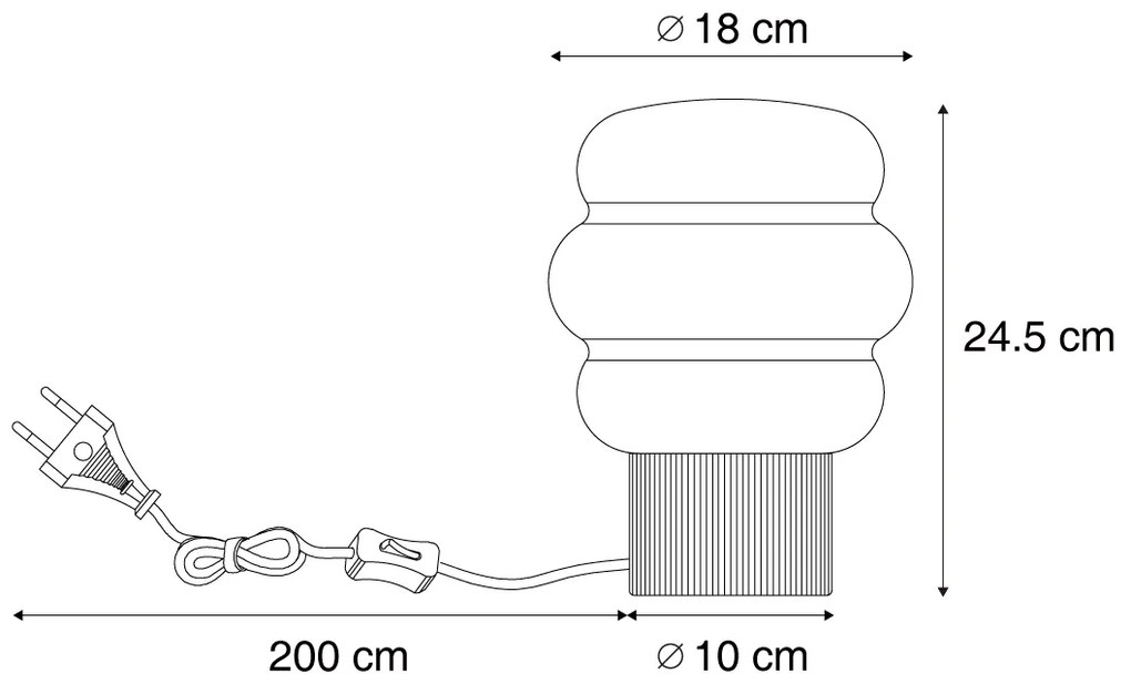 Lampada da tavolo Japandi verde con vetro opale 18cm - Miele