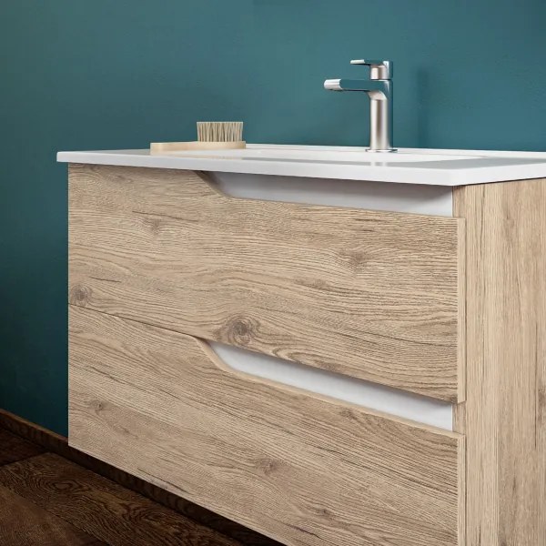 Mobile sospeso bagno base con lavabo 82 cm GRACE2 Quercia/Bianco