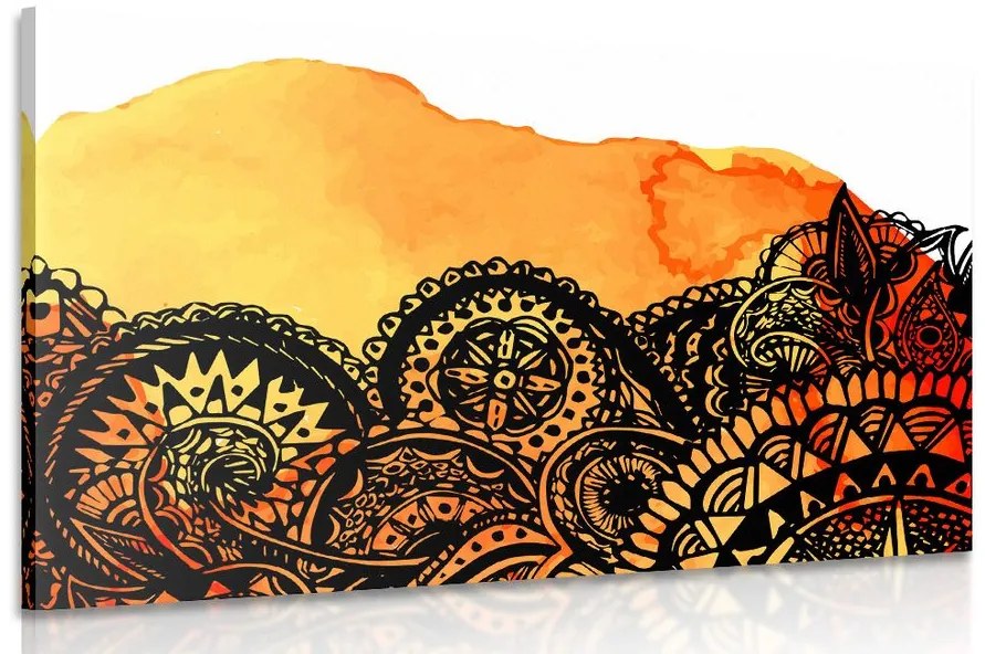 Quadro su tela – Mandala acquerello arancione