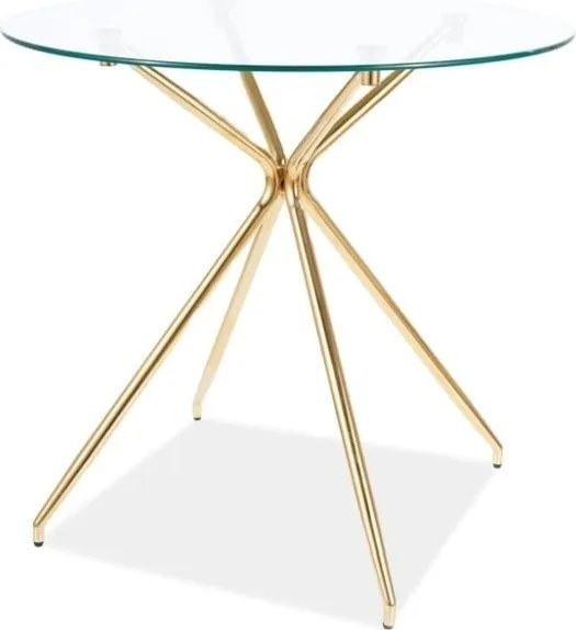 Tavolo rotondo Azalia in vetro trasparente/oro - ø80/h75
