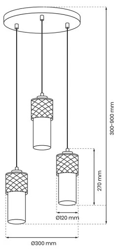 Lampadario a sospensione con filo GLAM 3xE27/60W/230V