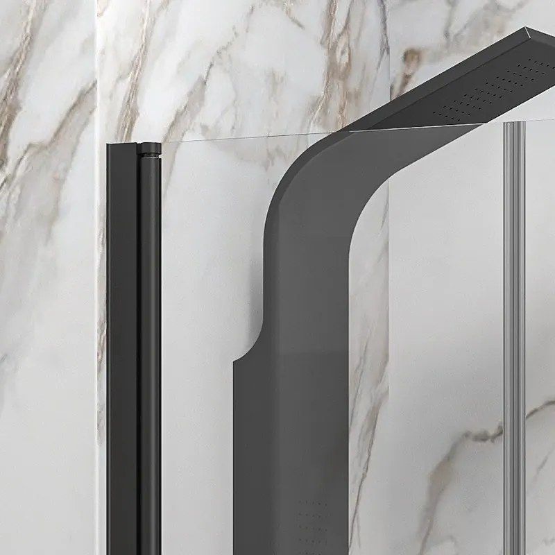 Porta doccia saloon 105-110 cm profili neri altezza 200h | KSAL2800AN - KAMALU