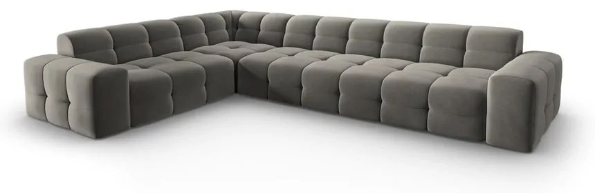 Divano angolare in velluto grigio (angolo sinistro) Kendal - Micadoni Home