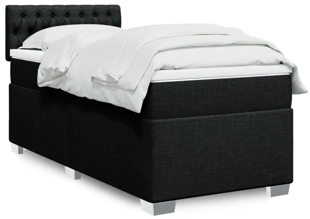 Giroletto A Molle Con Materasso Nero 90x190 Cm İn Tessuto /