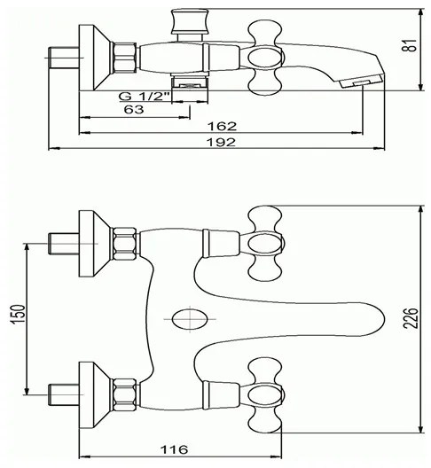 Novaservis - Miscelatore per vasca TITANIA RETRO, cromo lucido