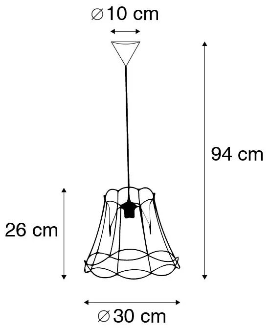 Lampada a sospensione retrò nera 30 cm - Granny Frame