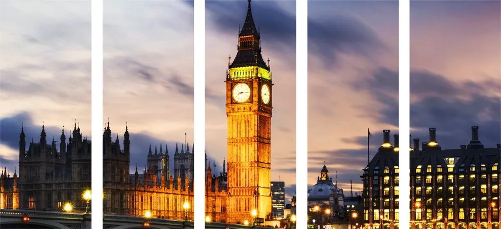 Quadri 5 pezzi – Big Ben notturno a Londra