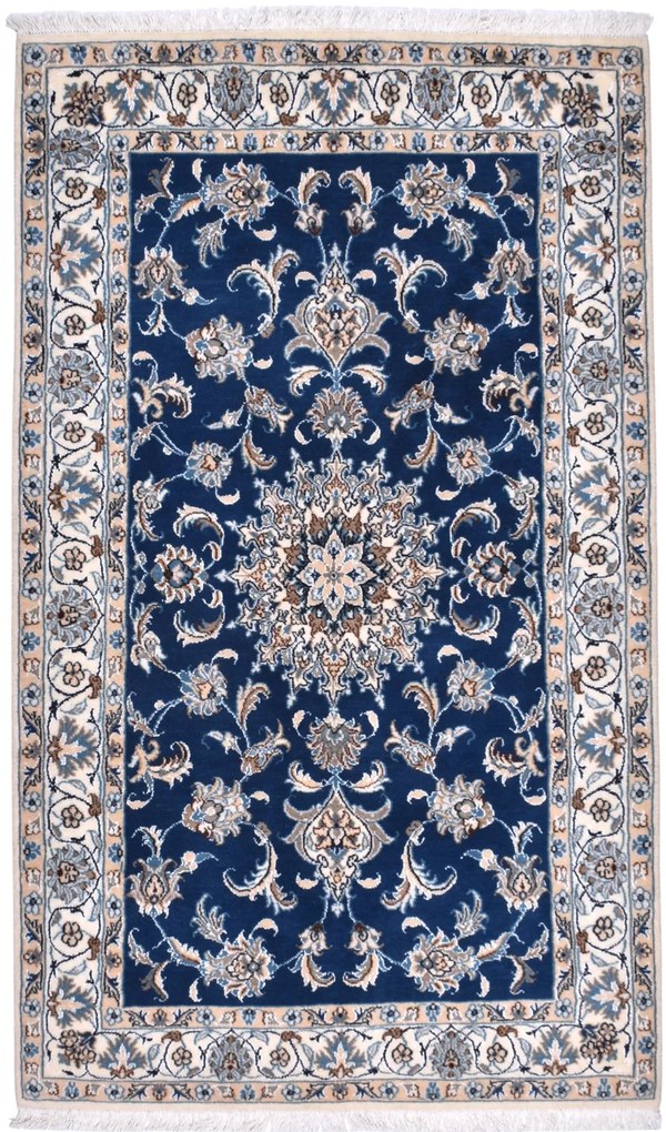 Nain Tappeto 200x120 Blu (Iran) Annodato A Mano