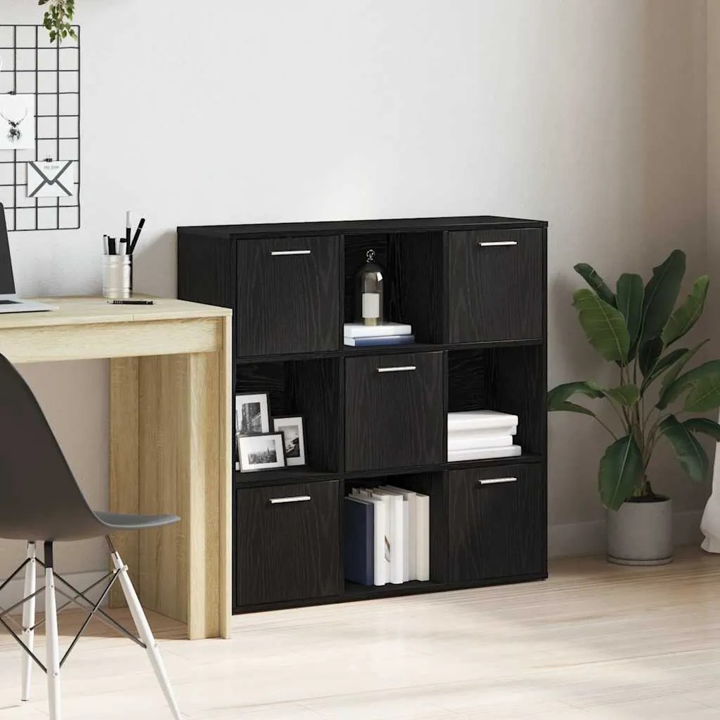 Libreria Rovere Nero 90x28x90 Cm İn Legno Multistrato /