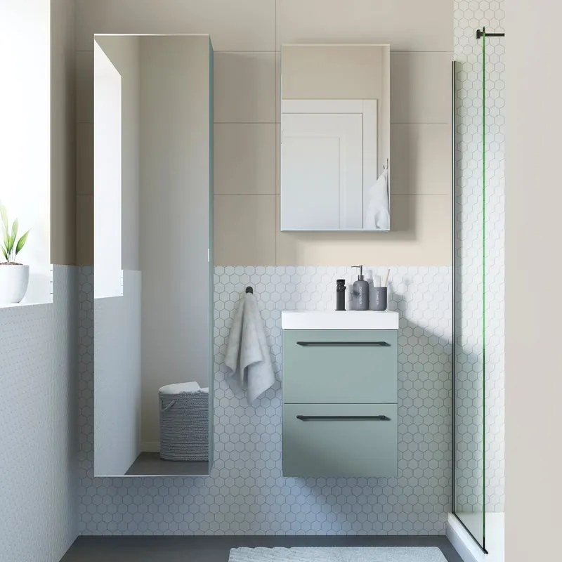 Mobile da bagno sotto lavabo Remix verde lamellare opaco L 60 x H 58 x P 33 cm 2 cassetti, lavabo non incluso