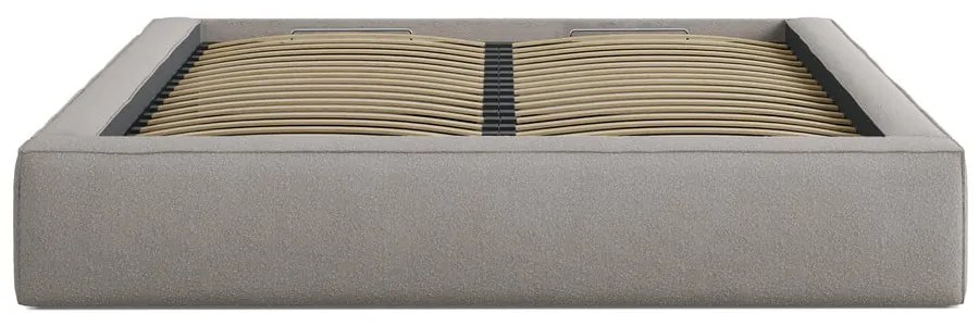 Letto matrimoniale imbottito grigio chiaro con contenitore con rete inclusa 200x200 cm Simon Olivia – Micadoni