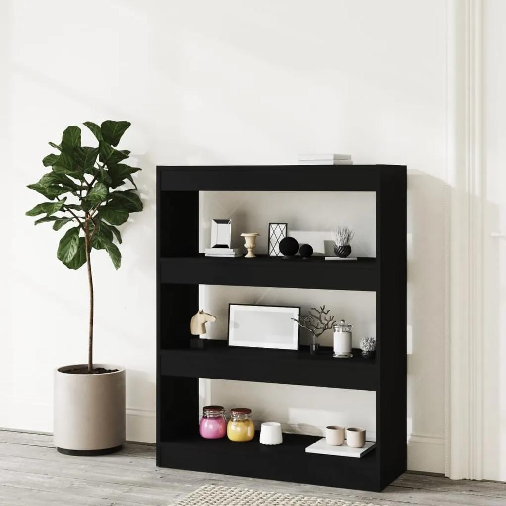 Libreria/divisorio nero 80x30x103 cm in legno multistrato