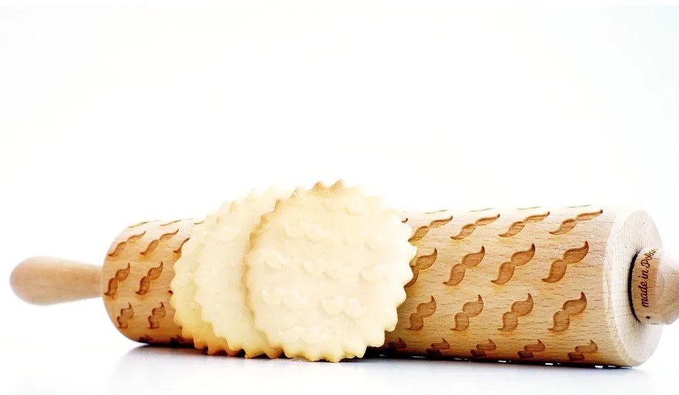 Rullo per pasta in legno goffrato Mustache - Valek