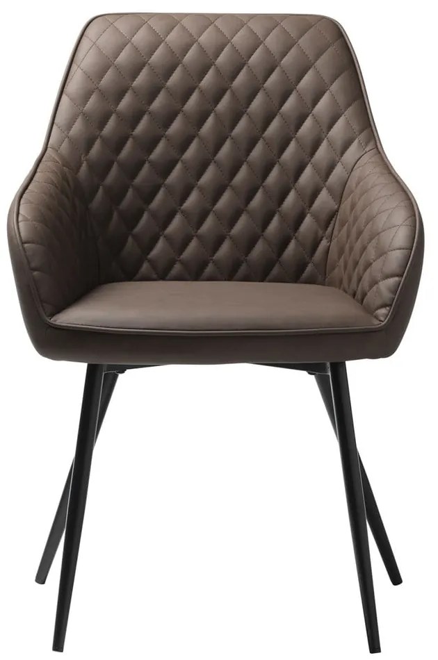 Sedia da pranzo marrone in imbottito con braccioli Milton – Unique Furniture