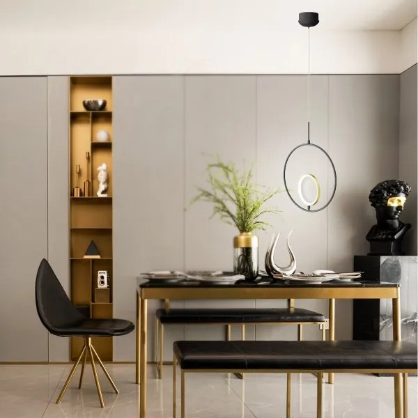 Aigostar - Lampadario LED a sospensione con filo LED/15W/230V 6500K nero/oro