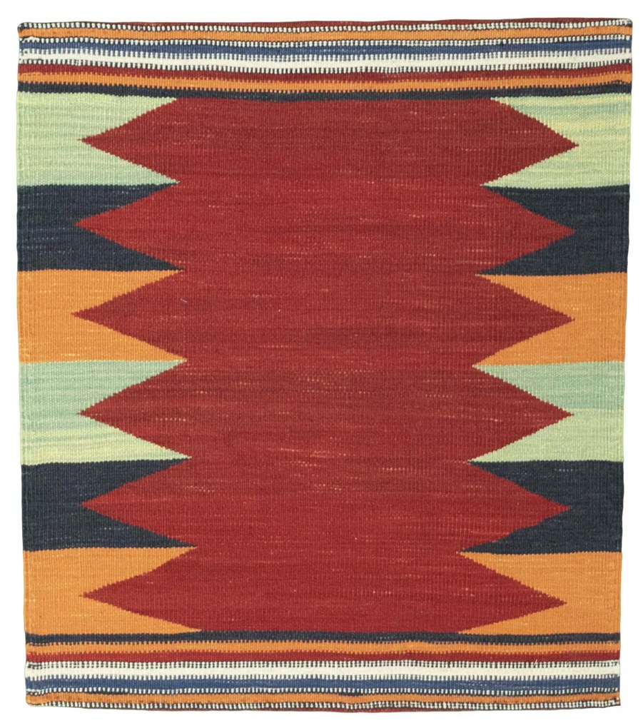 Kilim Tappeto 90x80 Rosso (Iran) Tessuto A Mano