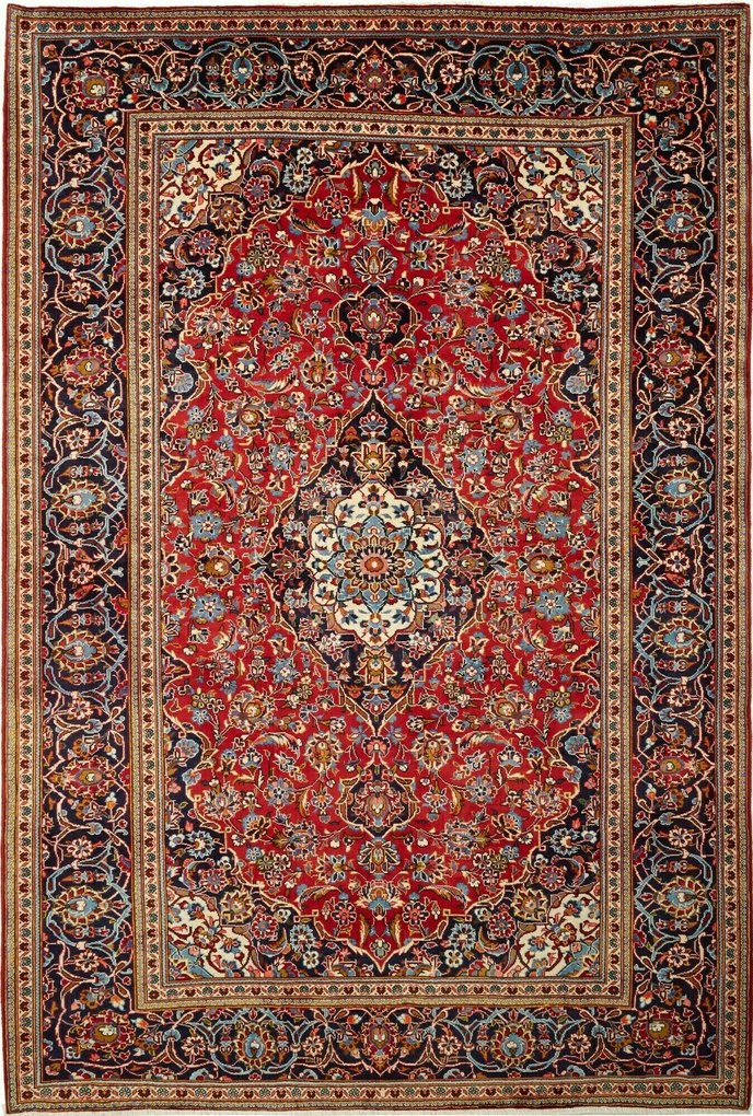 Kashan Tappeto persiano 300 x 200 Rosso (Iran) Annodato A Mano