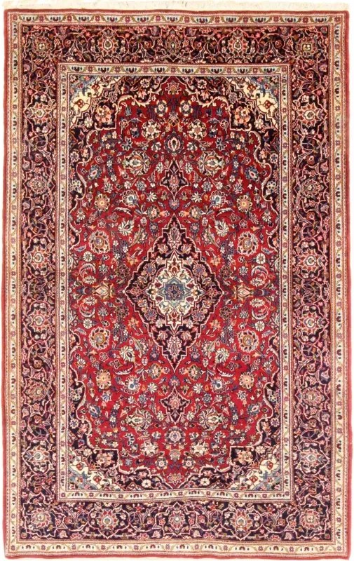 Kashan Tappeto 220 x 140 Rosso (Iran) Annodato A Mano