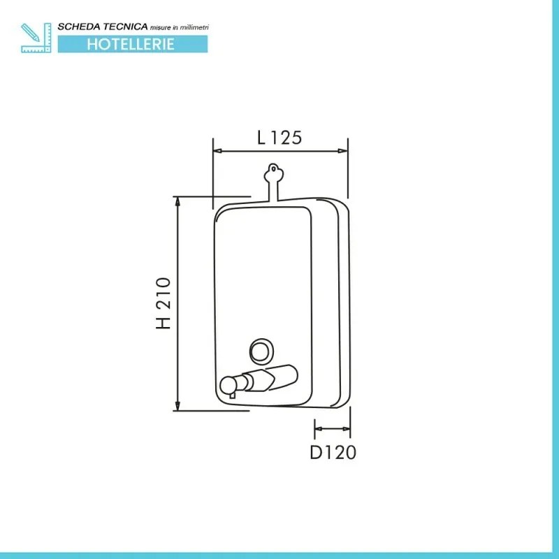 Distributore sapone liquido a parete 1200 ml in acciaio inox satinato
