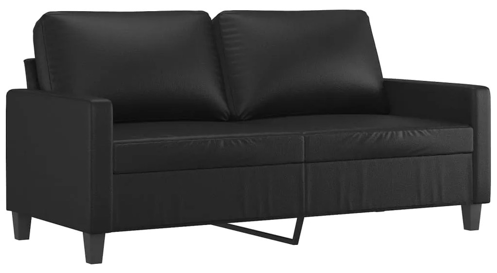 Set di divani 2 pz con cuscini nero in similpelle