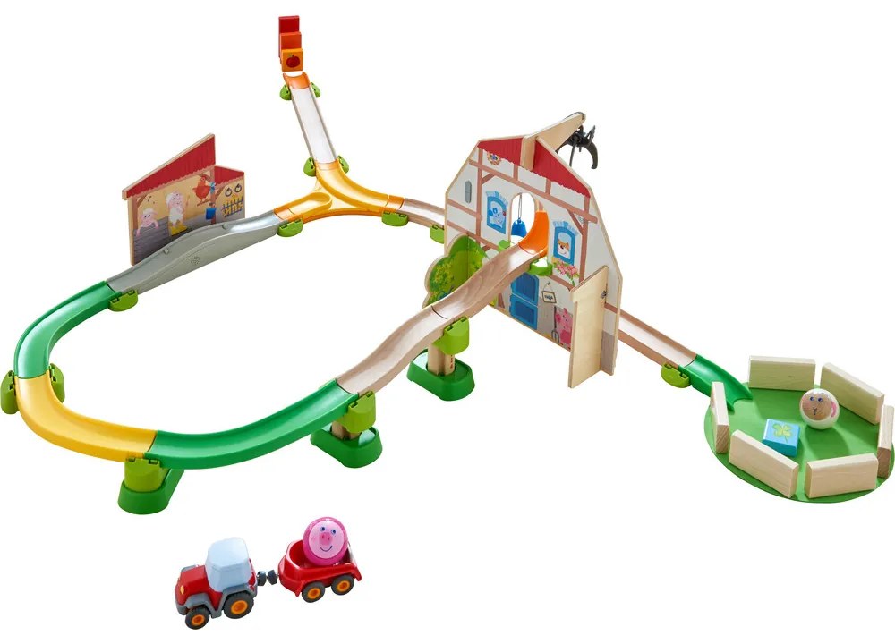 Pista per biglie Kullerbü – Pista da gioco sonora Fattoria - 48 pz