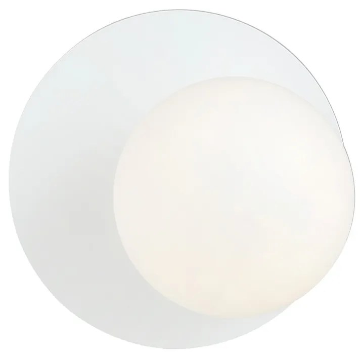 Lampada Da Parete Contemporanea Ippolita 1 Luce In Acciaio Bianco E Vetro Opalino