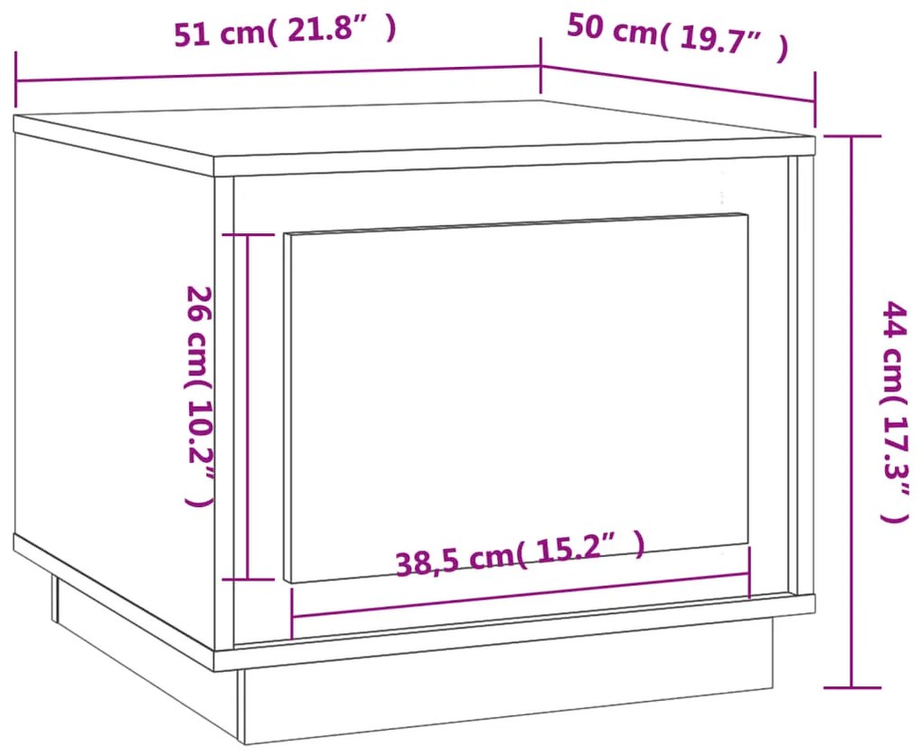 Tavolino da Salotto Nero 51x50x44 cm in Legno Multistrato