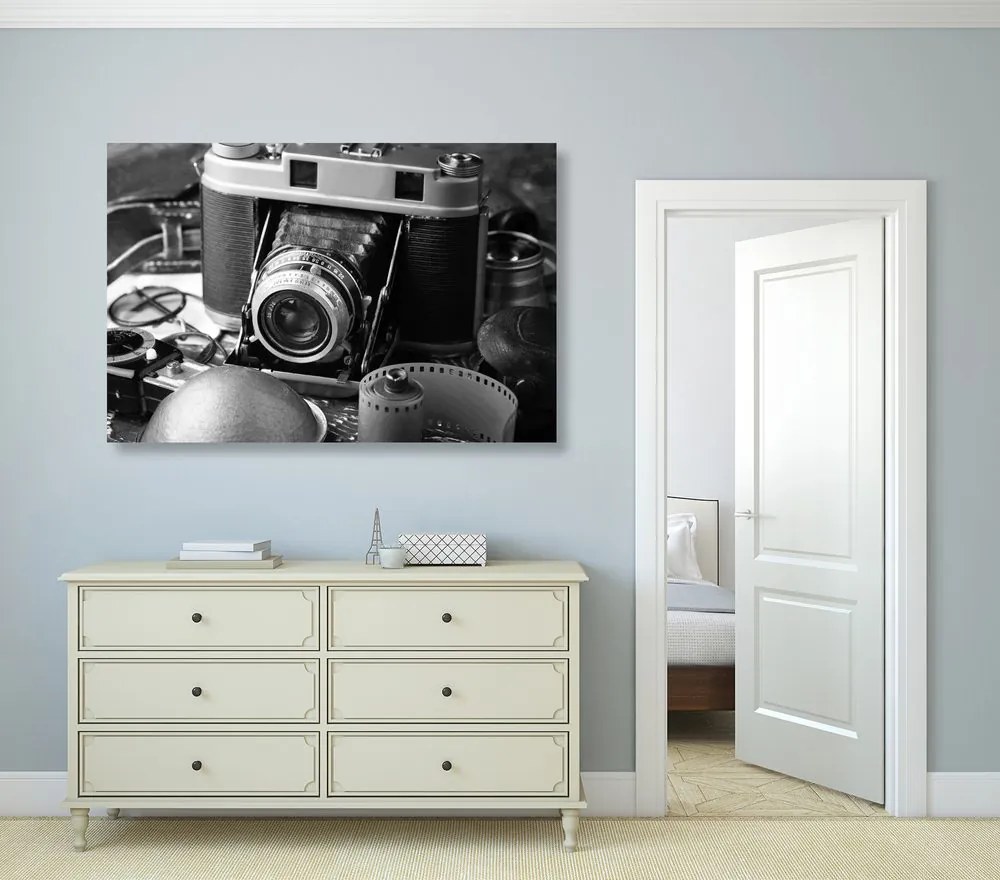 Stampa su tela – Fotocamera antica in bianco e nero