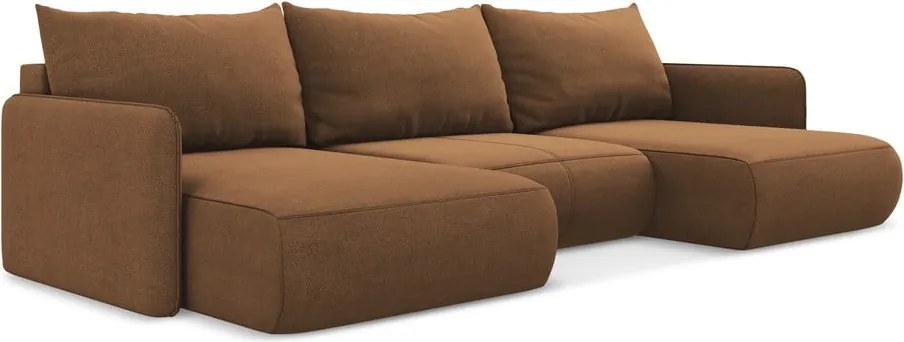 Divano angolare arancione allungabile/con contenitore Nanea – Makamii