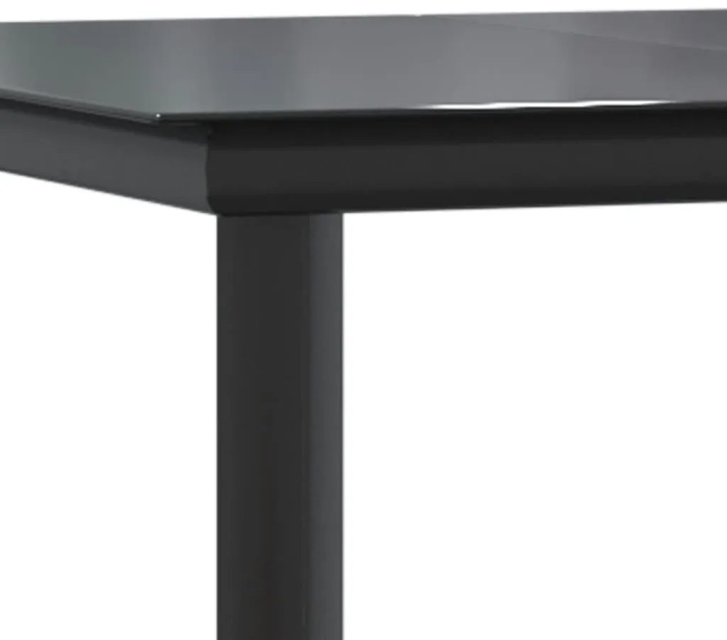 Set da pranzo da giardino 7 pz nero in acciaio e textilene