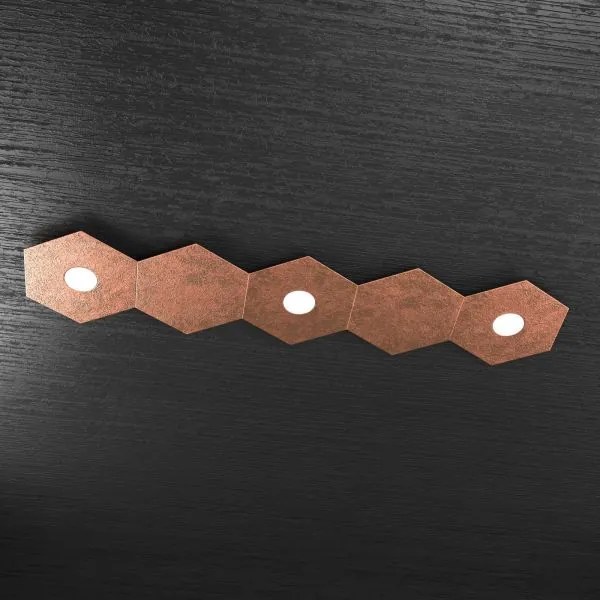 Hexagon applique-plafoniera 3 luci + 2 decorativo foglia rame 1142-...