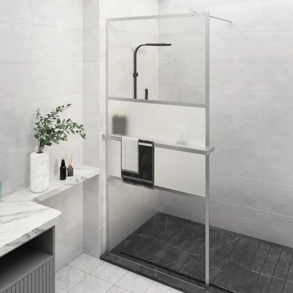 Parete Doccia Con Mensola Cromo 100x195cm Vetro Esg E Alluminio /