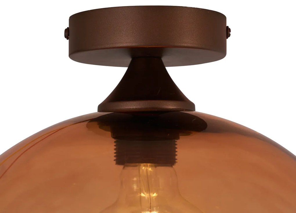 Plafoniera Art Déco bronzo scuro con vetro marrone - Sandra