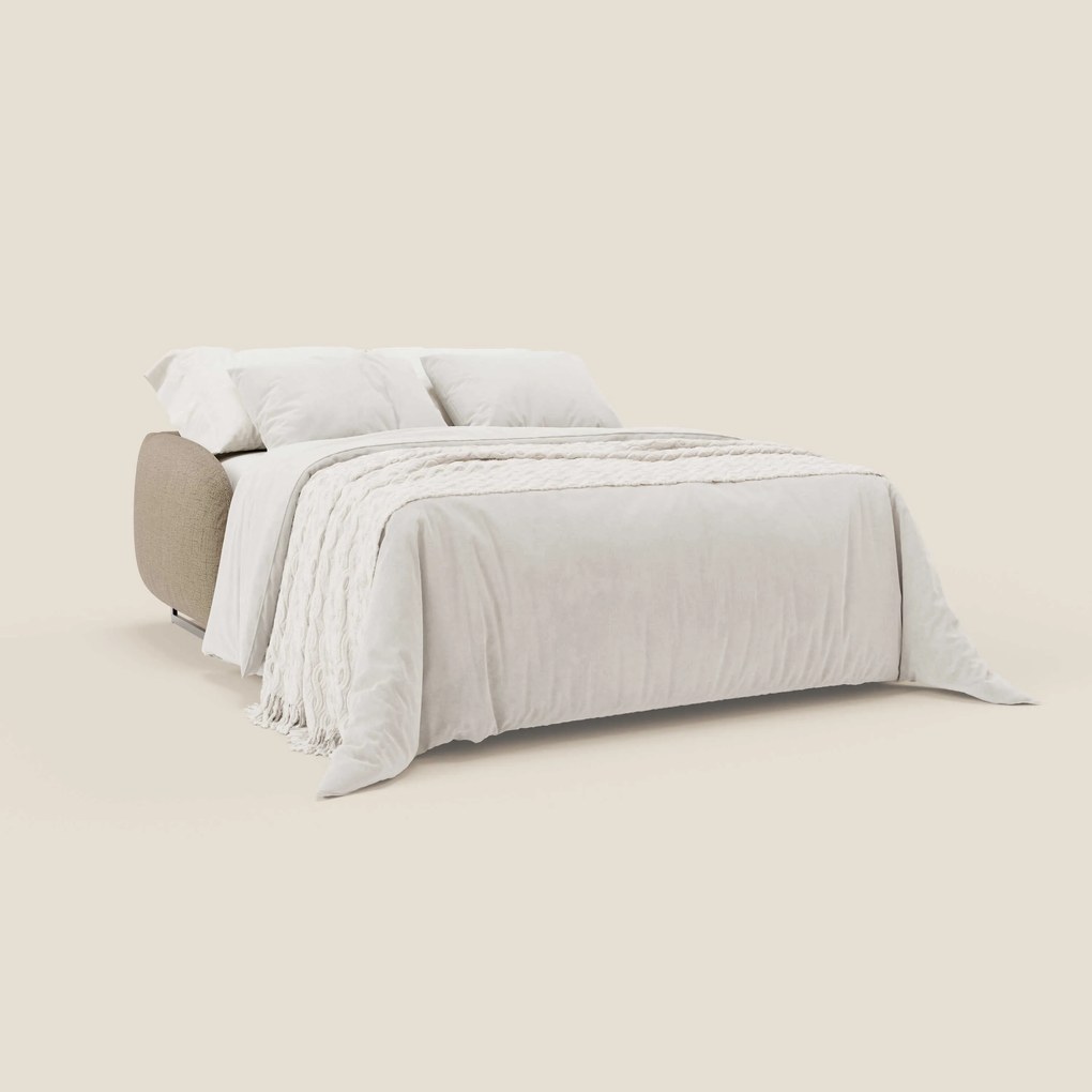 Ninfea divano letto Design Morbido con Piedini alti in Metallo e Materasso H18 cm in tessuto impermeabile T03 marrone
