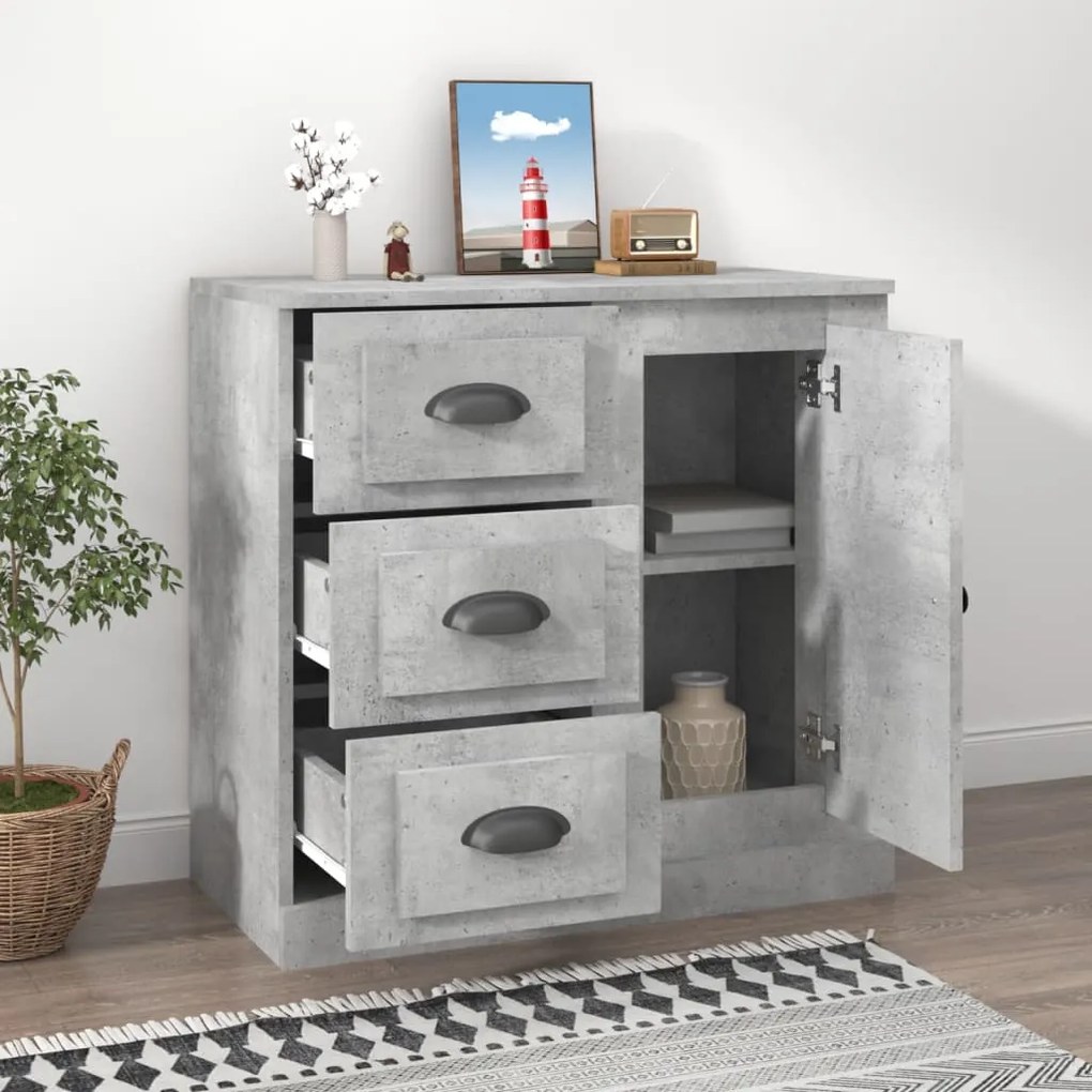 Credenza grigio cemento 70x35,5x67,5 cm in legno multistrato