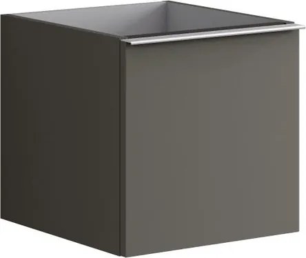 Cassettiera Pixel con 1 cassetto frontale Plain laccato opaco grigio carbone e maniglia alluminio brillante L.40 H.40 P.45,5 cm.