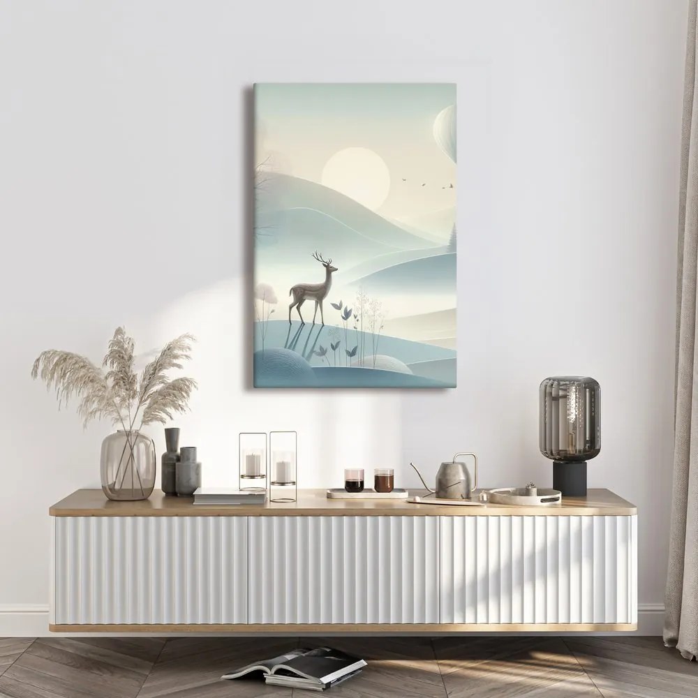 Quadro su tela – Nebbia del mattino e pace nella valle del bosco